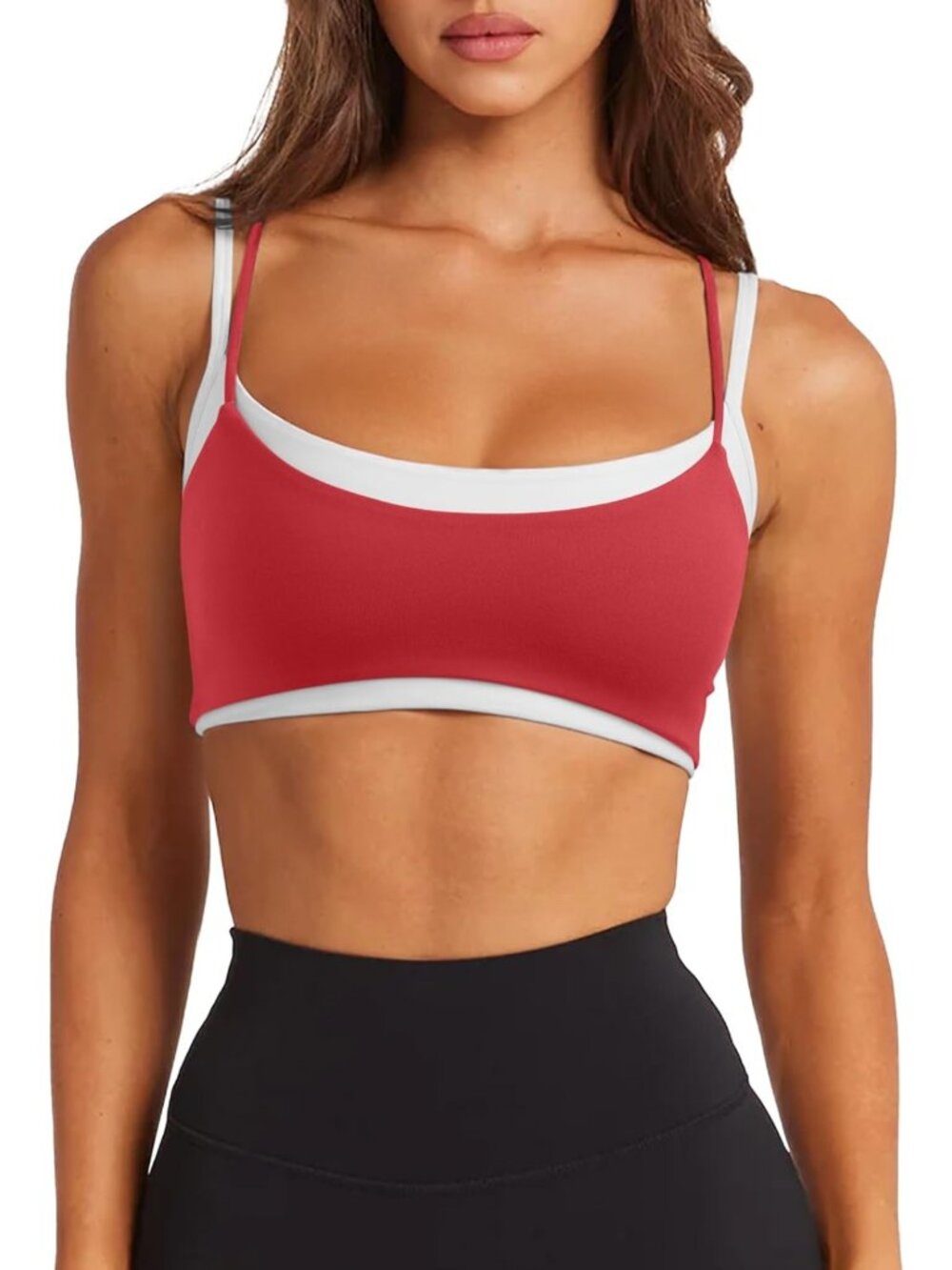 Double Layered Sports Bra for Women | Spaghetti Straps Yoga & Workout Top